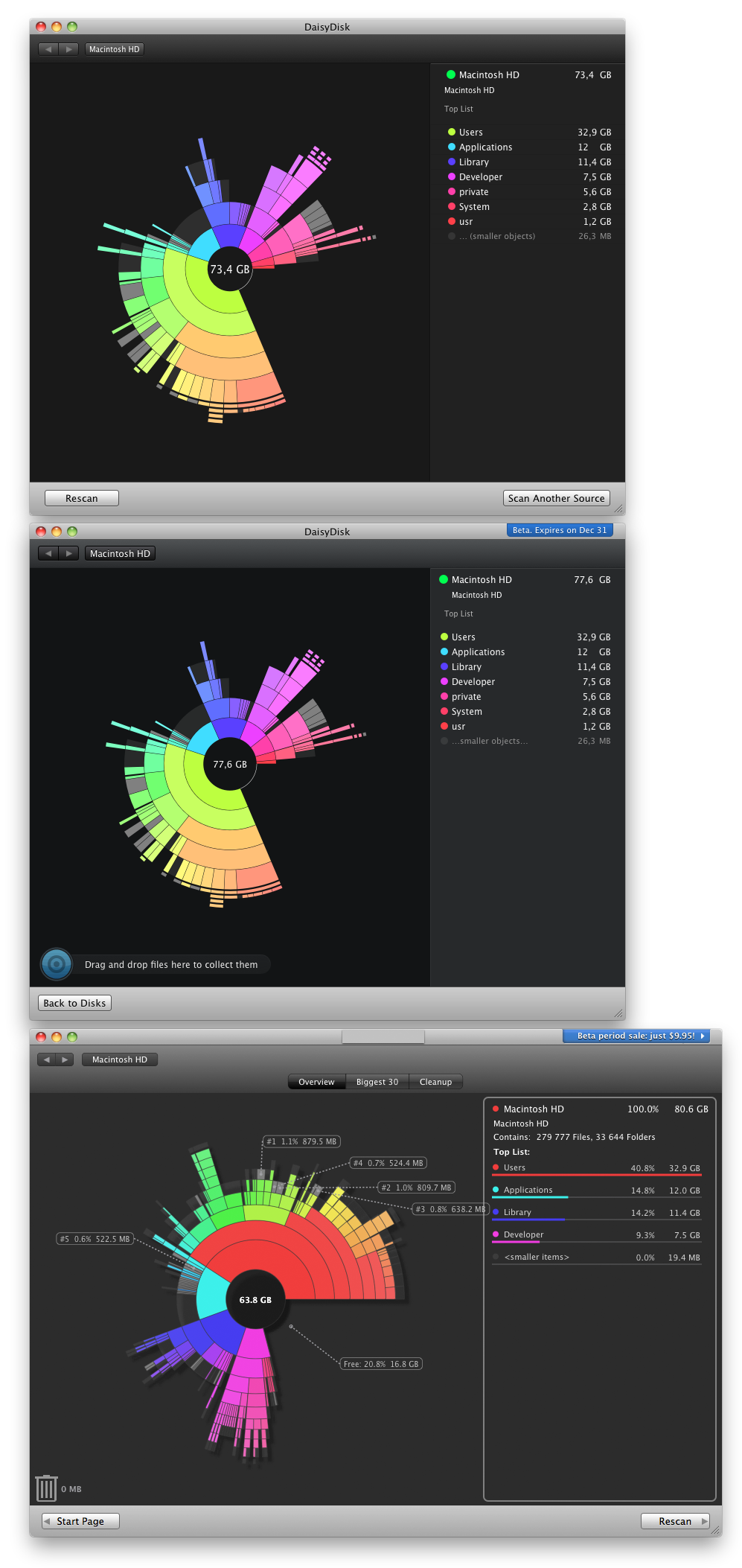 DaisyDisk 1.5 and 2.0 beta vs a rip-off